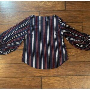 Womens Size Medium Shirt Americana Nautical Boho Chic Classic Stripes Patriotic